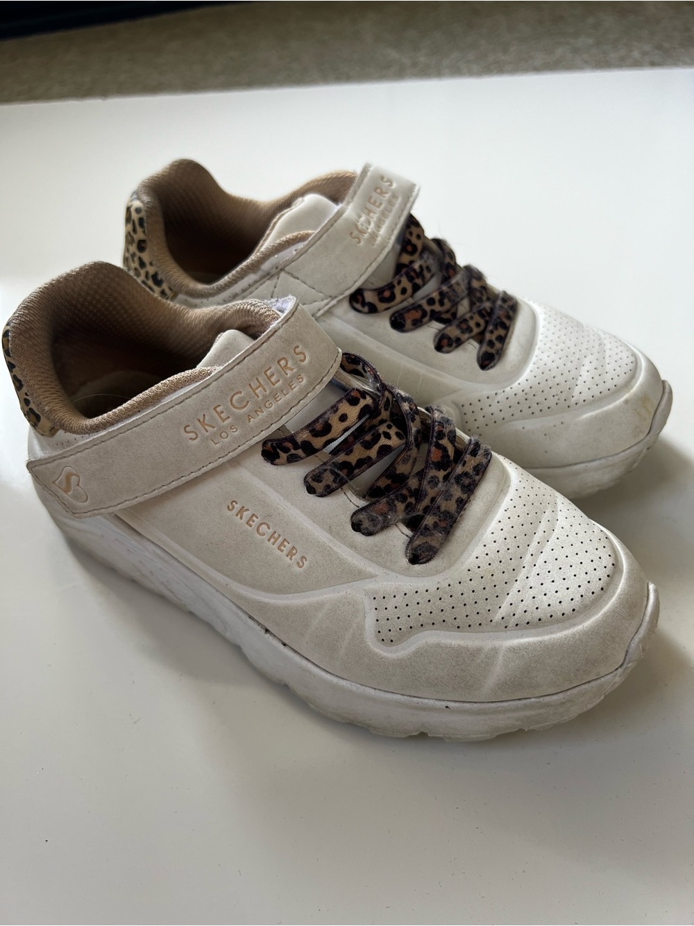 Skechers Kids White Leopard Sneakers 🐆